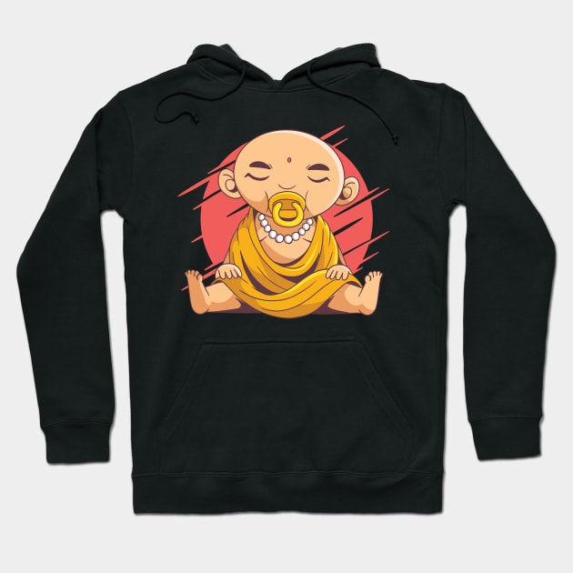 Funny Baby Buddha Yoga Meditating Gift Hoodie by Ramadangonim